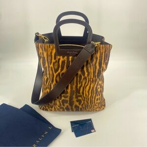 Ralph Lauren Collection Ocelot Leopard Calf Hair Tote Bag Purse 50th Anniversary